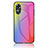Silicone Frame Mirror Rainbow Gradient Case Cover LS2 for Oppo A17 Pink