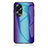 Silicone Frame Mirror Rainbow Gradient Case Cover LS2 for Oppo A18 Blue