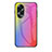 Silicone Frame Mirror Rainbow Gradient Case Cover LS2 for Oppo A18 Pink