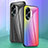 Silicone Frame Mirror Rainbow Gradient Case Cover LS2 for Oppo A58 4G