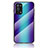 Silicone Frame Mirror Rainbow Gradient Case Cover LS2 for Oppo A74 4G Blue