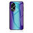 Silicone Frame Mirror Rainbow Gradient Case Cover LS2 for Oppo A78 4G Blue