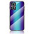 Silicone Frame Mirror Rainbow Gradient Case Cover LS2 for Oppo F21 Pro 5G Blue