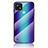 Silicone Frame Mirror Rainbow Gradient Case Cover LS2 for Realme C21 Blue