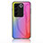 Silicone Frame Mirror Rainbow Gradient Case Cover LS2 for Vivo V27 5G Pink