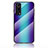 Silicone Frame Mirror Rainbow Gradient Case Cover LS2 for Vivo Y72 5G Blue
