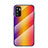Silicone Frame Mirror Rainbow Gradient Case Cover LS2 for Xiaomi Redmi Note 10T 5G Orange