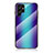 Silicone Frame Mirror Rainbow Gradient Case Cover M01 for Samsung Galaxy S24 Ultra 5G Blue