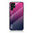 Silicone Frame Mirror Rainbow Gradient Case Cover M02 for Samsung Galaxy S22 Ultra 5G Hot Pink
