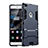 Silicone Matte Finish and Plastic Back Case with Stand for Huawei P8 Black