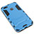 Silicone Matte Finish and Plastic Back Case with Stand for Huawei Y6 Pro (2017) Blue