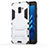 Silicone Matte Finish and Plastic Back Case with Stand for Samsung Galaxy A8+ A8 Plus (2018) Duos A730F White