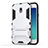 Silicone Matte Finish and Plastic Back Case with Stand for Samsung Galaxy J3 Pro (2017) White