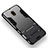 Silicone Matte Finish and Plastic Back Case with Stand for Samsung Galaxy J5 (2017) Duos J530F Black