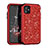 Silicone Matte Finish and Plastic Back Cover Case 360 Degrees Bling-Bling for Apple iPhone 11 Red