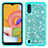 Silicone Matte Finish and Plastic Back Cover Case 360 Degrees Bling-Bling for Samsung Galaxy A01 SM-A015 Cyan