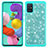 Silicone Matte Finish and Plastic Back Cover Case 360 Degrees Bling-Bling JX1 for Samsung Galaxy A51 4G Cyan