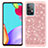 Silicone Matte Finish and Plastic Back Cover Case 360 Degrees Bling-Bling JX1 for Samsung Galaxy A52 4G Rose Gold