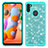 Silicone Matte Finish and Plastic Back Cover Case 360 Degrees Bling-Bling JX1 for Samsung Galaxy M11 Cyan