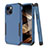 Silicone Matte Finish and Plastic Back Cover Case 360 Degrees for Apple iPhone 15 Blue and Black