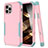 Silicone Matte Finish and Plastic Back Cover Case 360 Degrees for Apple iPhone 16 Pro Max Pink