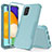 Silicone Matte Finish and Plastic Back Cover Case 360 Degrees MQ1 for Samsung Galaxy A52s 5G Mint Blue