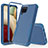 Silicone Matte Finish and Plastic Back Cover Case 360 Degrees MQ1 for Samsung Galaxy M12 Blue