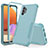 Silicone Matte Finish and Plastic Back Cover Case 360 Degrees MQ1 for Samsung Galaxy M32 5G Mint Blue