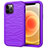 Silicone Matte Finish and Plastic Back Cover Case 360 Degrees R01 for Apple iPhone 12 Pro Purple