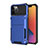 Silicone Matte Finish and Plastic Back Cover Case 360 Degrees R03 for Apple iPhone 12 Pro Blue