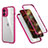 Silicone Matte Finish and Plastic Back Cover Case 360 Degrees R05 for Apple iPhone 12 Mini Hot Pink