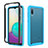 Silicone Matte Finish and Plastic Back Cover Case 360 Degrees U01 for Samsung Galaxy A02 Blue and Black