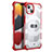 Silicone Matte Finish and Plastic Back Cover Case 360 Degrees U02 for Apple iPhone 13 Mini Red