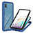 Silicone Matte Finish and Plastic Back Cover Case 360 Degrees U02 for Samsung Galaxy A02 Blue