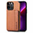 Silicone Matte Finish and Plastic Back Cover Case 360 Degrees U05 for Apple iPhone 13 Pro Brown