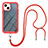 Silicone Matte Finish and Plastic Back Cover Case 360 Degrees with Lanyard Strap for Apple iPhone 14