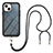 Silicone Matte Finish and Plastic Back Cover Case 360 Degrees with Lanyard Strap for Apple iPhone 14