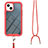 Silicone Matte Finish and Plastic Back Cover Case 360 Degrees with Lanyard Strap for Apple iPhone 14