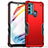 Silicone Matte Finish and Plastic Back Cover Case for Motorola Moto G60s Red