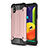 Silicone Matte Finish and Plastic Back Cover Case for Samsung Galaxy M01 Core Rose Gold