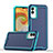 Silicone Matte Finish and Plastic Back Cover Case QW1 for Samsung Galaxy M04 Blue