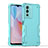 Silicone Matte Finish and Plastic Back Cover Case QW1 for Vivo Y76 5G Mint Blue