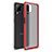 Silicone Matte Finish and Plastic Back Cover Case U01 for Samsung Galaxy M12 Red