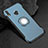 Silicone Matte Finish and Plastic Back Cover Case with Finger Ring Stand for Huawei Honor V10 Lite Blue