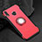 Silicone Matte Finish and Plastic Back Cover Case with Finger Ring Stand for Huawei Honor V10 Lite Red