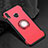 Silicone Matte Finish and Plastic Back Cover Case with Finger Ring Stand for Huawei Honor View 10 Lite Red