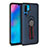 Silicone Matte Finish and Plastic Back Cover Case with Finger Ring Stand for Huawei P30 Pro Blue