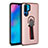 Silicone Matte Finish and Plastic Back Cover Case with Finger Ring Stand for Huawei P30 Pro New Edition Rose Gold