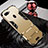 Silicone Matte Finish and Plastic Back Cover Case with Finger Ring Stand for Oppo AX7 Gold