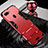 Silicone Matte Finish and Plastic Back Cover Case with Finger Ring Stand for Oppo AX7 Red